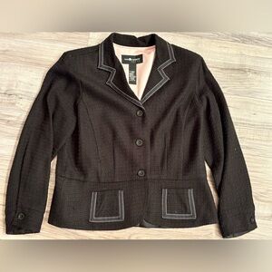 Sag Harbor Black Textured Blazer with White Stitching